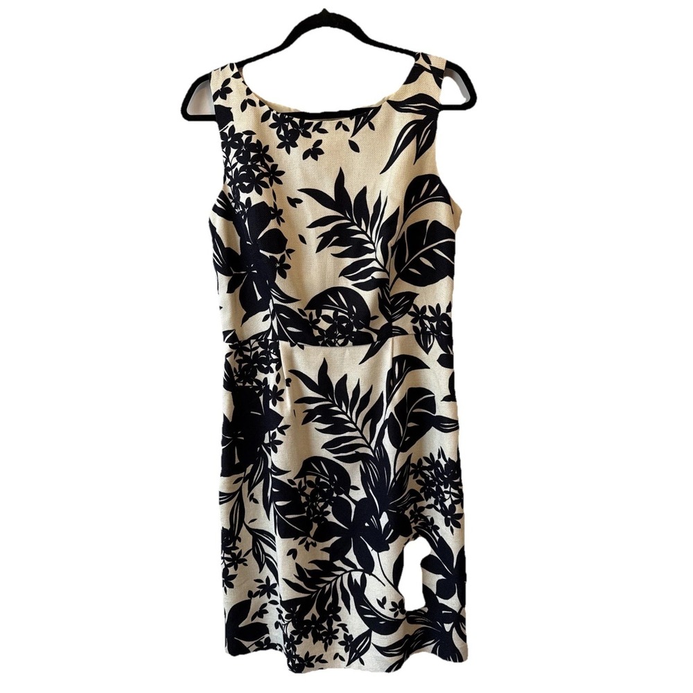 JG Hook Black Cream Floral Sleeveless  Sheath Dress Women's‎ 10 Chic Botanical